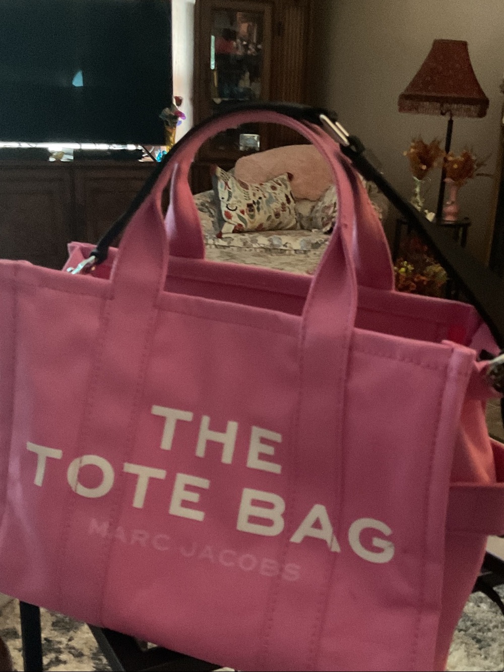Marc Jacobs Pink Canvas The Tote Bag with White Logo